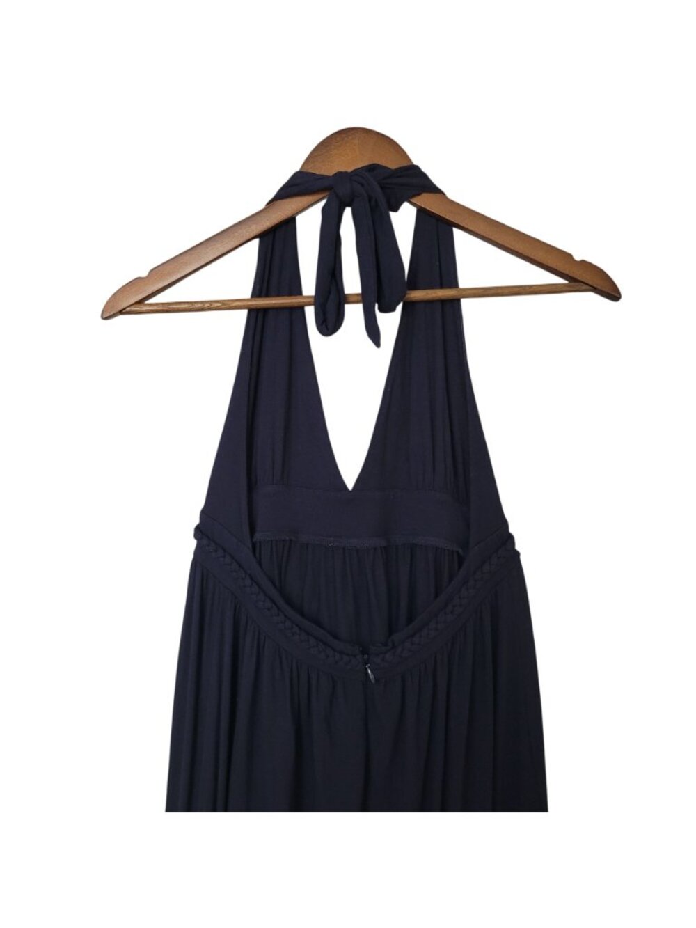 J. Crew Halter Maxi Dress With Braided Waist Tie Womens Size 8 Navy Party - Picture 4 of 7